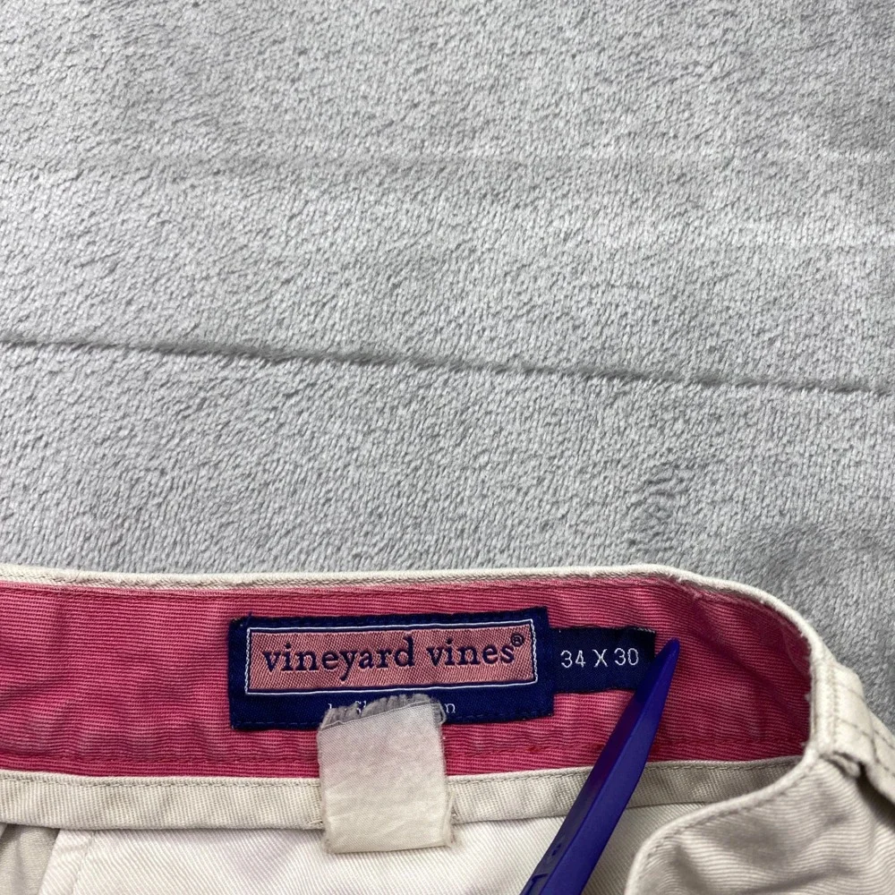 Vineyard Vines‎ Mens Breaker Pants Khaki Tan Straight Leg Chino Sz 34 Preppy